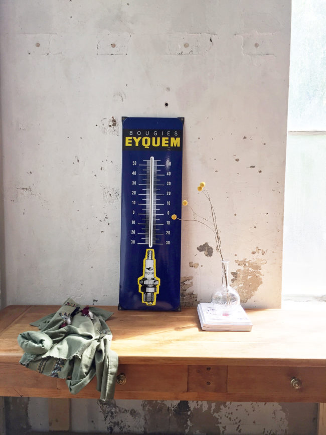 Eyquem Bougies - panneau plublicitaire original en émaille avec thermomètre  - 98 x 31 cm - années 1960 - Catawiki