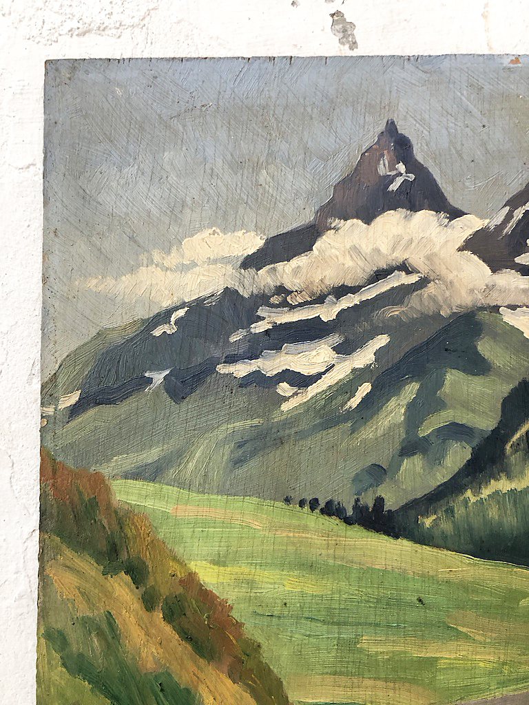 Peinture huile paysage montagne 1947 – Mein Lieber